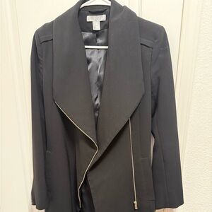 H&M Black Trench Coat with Silver Zipper